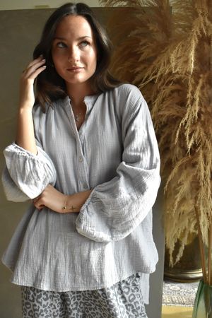 Laurie Cushion Cotton Blouse Smoke